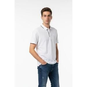 LACOSTE Men’s Pique Polo with Contrast Trim|Large Embroidered Logo in White-6|XL